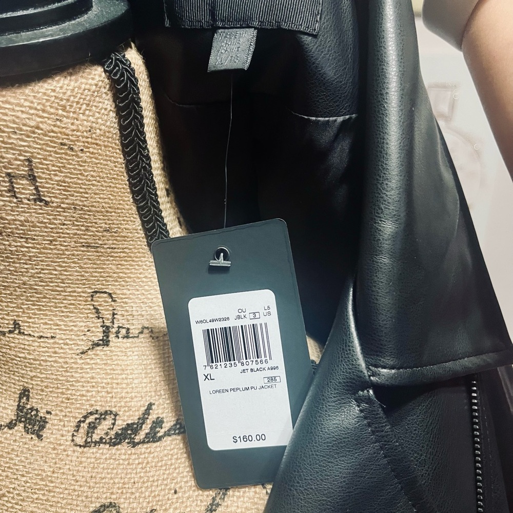 Guess by Marciano Black Faux Leather Peplum Moto Jacket - Picture 8 of 16